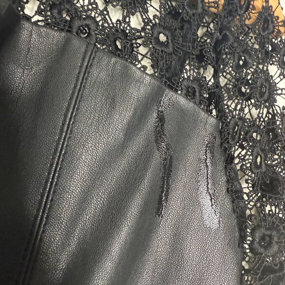 Zara | Faux Leather and Lace Black Mini Dress - XS - Picture 9 of 11